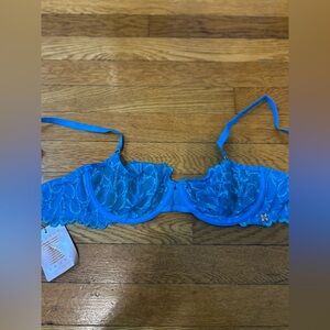 Savage X Fenty Metallic Blue Lace Bra